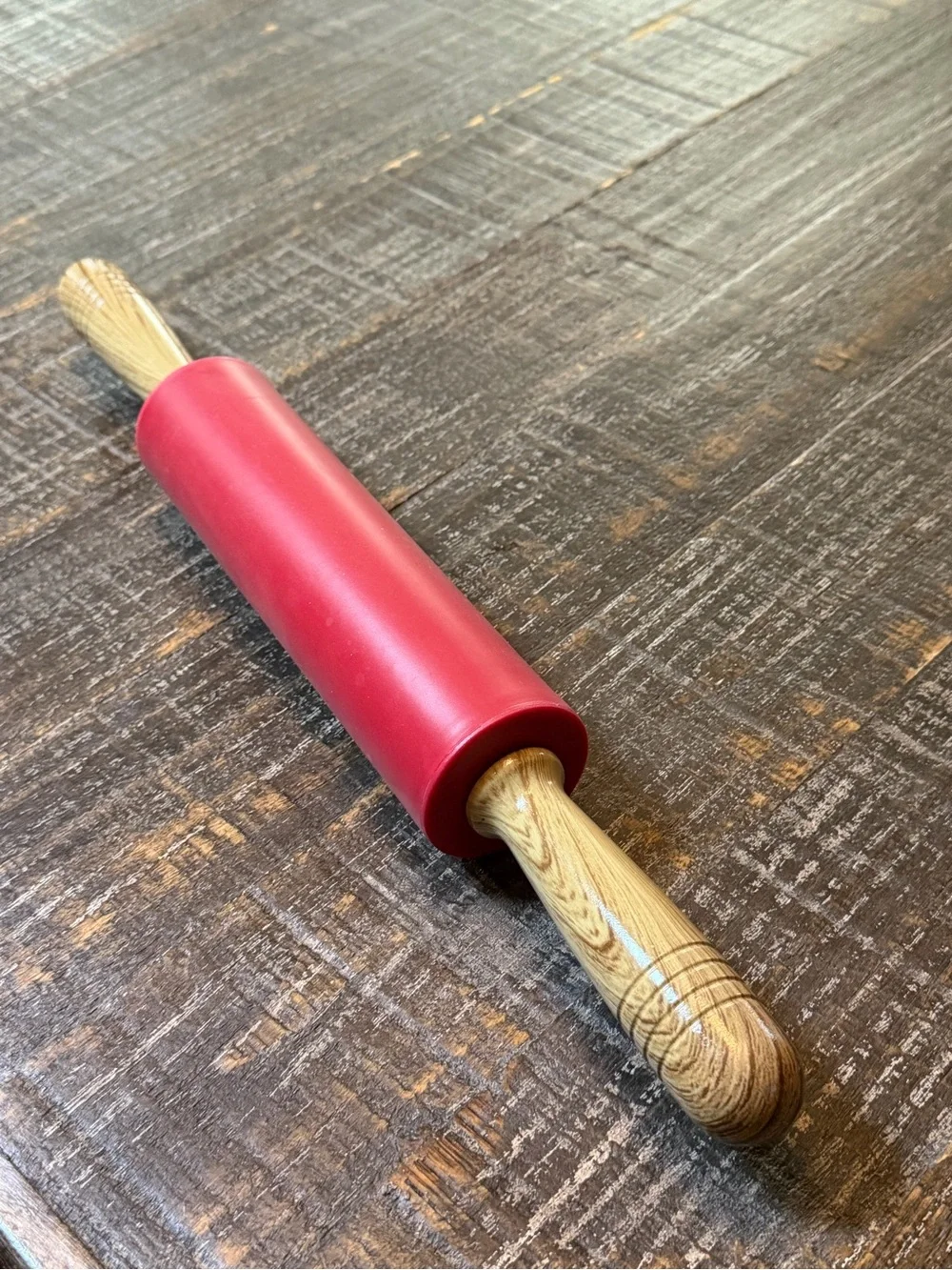 Red Silicone Rolling Pin with Wooden Handles - Home Accents
